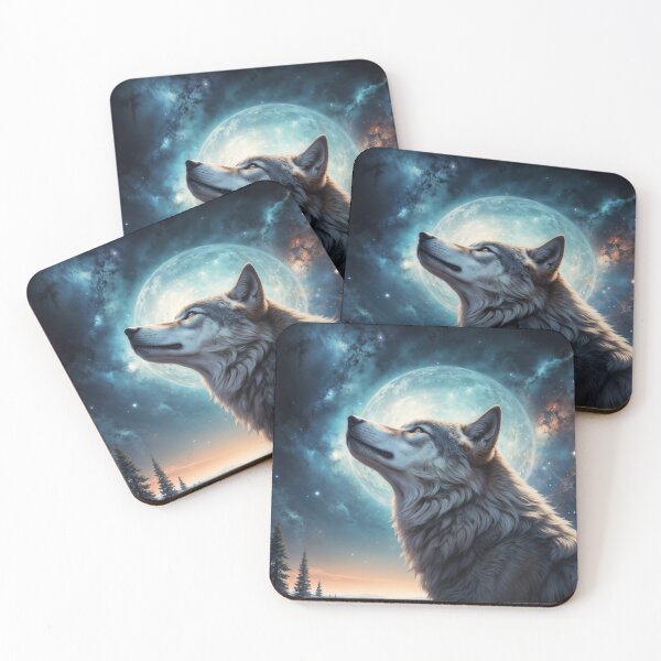Item preview, Wolf staring at the vast of the night sky designed and sold by CreativPurpose.