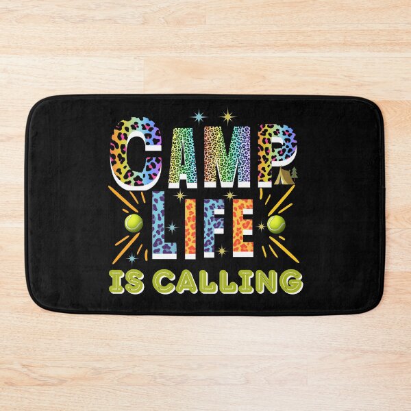Item preview, Camp Life Is Calling, Summer Campers Colorful Retro Vintage Leopard Skin Typographic Design designed and sold by Raise2Shine.