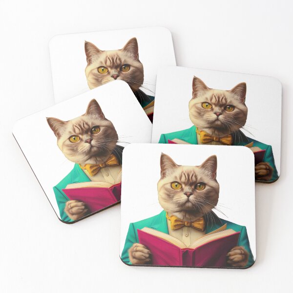 Item preview, Elegant cat reading a book designed and sold by PixcelStudioB.
