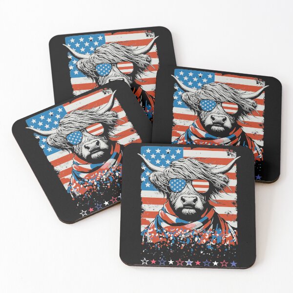 Item preview, USA Patriotic Highland Cow 4th July designed and sold by JessArty.