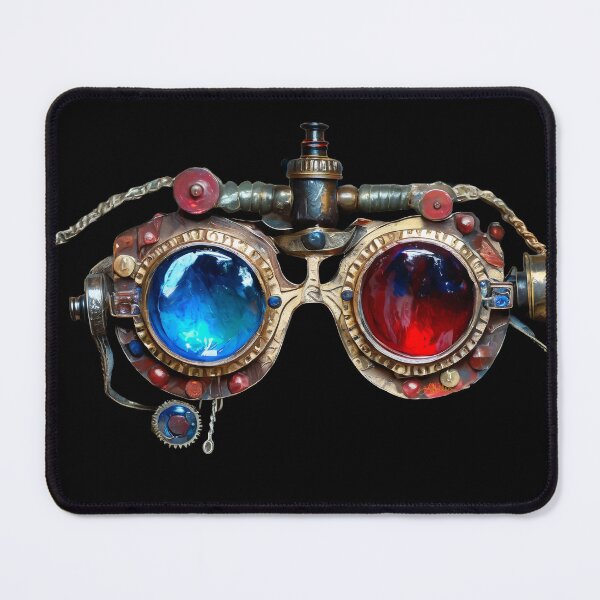 Item preview, Blue and Red Lenses Steampunk Goggles designed and sold by Lee Hiller Designs.