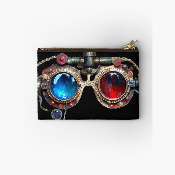 Item preview, Blue and Red Lenses Steampunk Goggles designed and sold by Lee Hiller Designs.