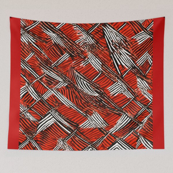 Item preview, red fabric black white red lines designed and sold by janjacbu.
