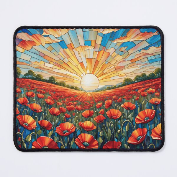 Item preview, The Poppy Fields ~ Colorful Summer Sunshine Stained Glass Mosaic Flowers Series designed and sold by Arwen-Art.
