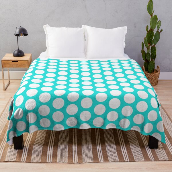 Aperçu de l'œuvre Blanc sur Aqua Polka Dotted créée et vendue par Whoopsidoodle.