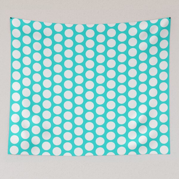 Aperçu de l'œuvre Blanc sur Aqua Polka Dotted créée et vendue par Whoopsidoodle.