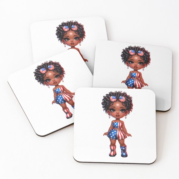 Item preview, 4Th July Chibi Doll, 4Th July Chibi Design, Afro Chibi Girl, Black  American Chibi Doll, Afro Chibi Doll, Independence Day Chibi Girl, Happy American Day, American Holiday.. designed and sold by gabrielakrall.