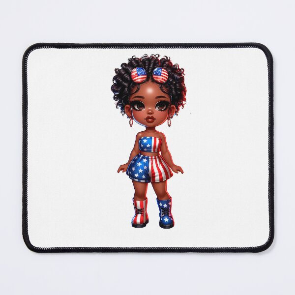 Item preview, 4Th July Chibi Doll, 4Th July Chibi Design, Afro Chibi Girl, Black  American Chibi Doll, Afro Chibi Doll, Independence Day Chibi Girl, Happy American Day, American Holiday.. designed and sold by gabrielakrall.