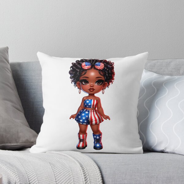 Item preview, 4Th July Chibi Doll, 4Th July Chibi Design, Afro Chibi Girl, Black  American Chibi Doll, Afro Chibi Doll, Independence Day Chibi Girl, Happy American Day, American Holiday.. designed and sold by gabrielakrall.