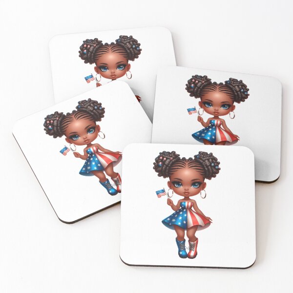 Item preview, 4Th July Chibi Doll, 4Th July Afro Chibi,  Afro Chibi Girl, Black  American Chibi Doll, Afro Chibi Doll, Independence Day Chibi Girl, Happy American Day, American Holiday.. designed and sold by gabrielakrall.