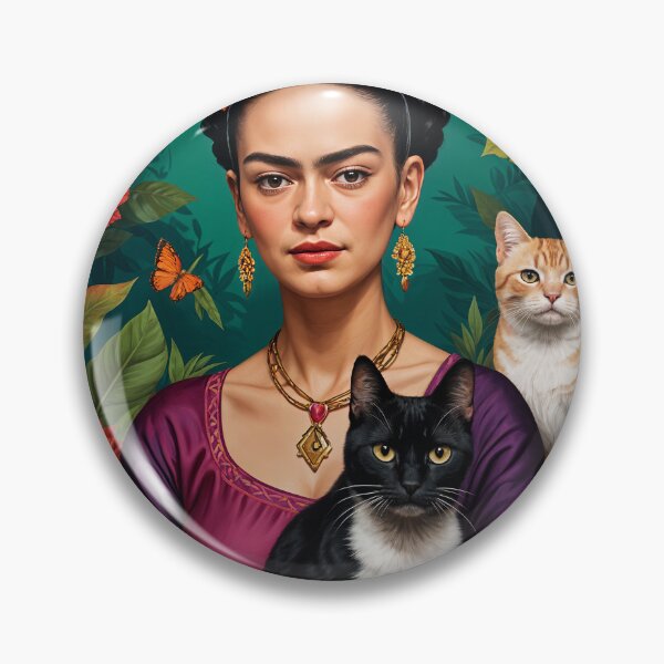 Aperçu de l'œuvre Frida Kahlo fleurit chats et chatons, Frida Kahlo créée et vendue par TeeARTHY.