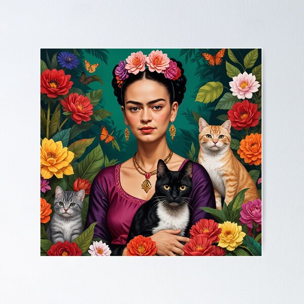 Item preview, Frida Kahlo  flowers cats and kittens ,Frida Kahlo designed and sold by TeeARTHY.