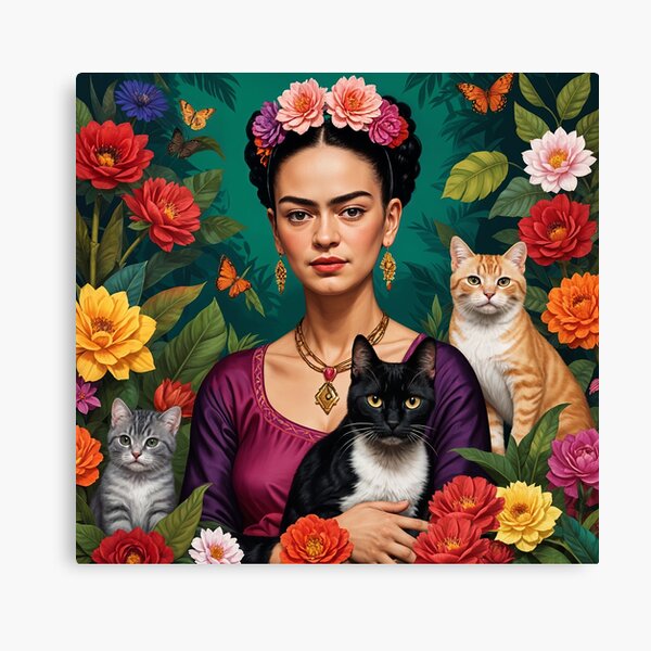 Item preview, Frida Kahlo  flowers cats and kittens ,Frida Kahlo designed and sold by TeeARTHY.