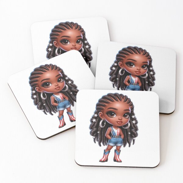 Item preview,  4Th July Afro Chibi Girl, 4Th July Chibi Doll,  Afro Chibi Girl, Black  American Chibi Doll, Afro Chibi Doll, Independence Day Chibi Girl, Happy American Day, American Holiday.. designed and sold by gabrielakrall.