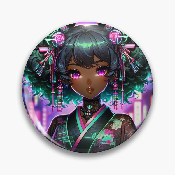 Artikelvorschau, Neon-Cyber-Geisha entworfen und verkauft von The Journey Ain't Mid.