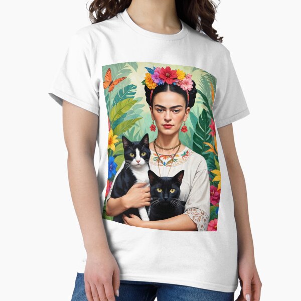 Item preview,  Frida Kahlo  flowers black cats  kittens  Frida Kahlo designed and sold by TeeARTHY.