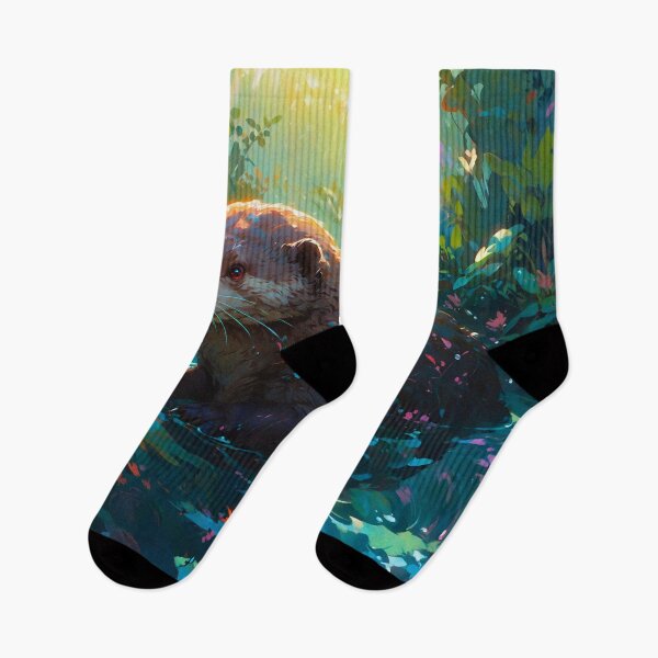 Item preview, Cute otter in pond amidst forest designed and sold by Serene Scapez.