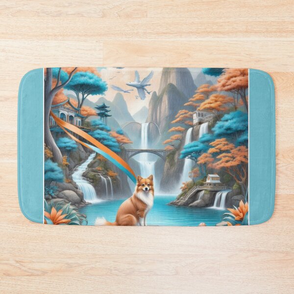 Item preview, Waterfalls with Colorful Trees,and a Smiling Dog designed and sold by Melantari Vizuns.