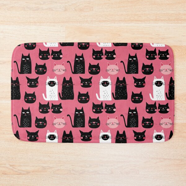 Artikelvorschau, schwarze Katzen mit weißem Katzen-Pinky-Hintergrund entworfen und verkauft von PandaKunst.