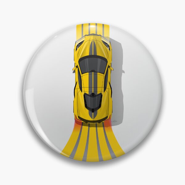 Item preview, Ilustración de arriba hacia abajo de rayas amarillas Chevy Corvette C8 designed and sold by blackdogshop.