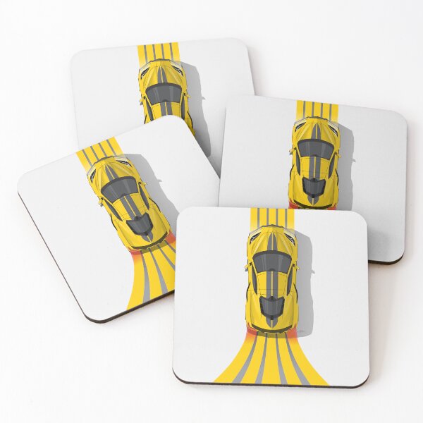 Item preview, Chevy Corvette C8 Yellow Stripes Top Down Illustration designed and sold by blackdogshop.
