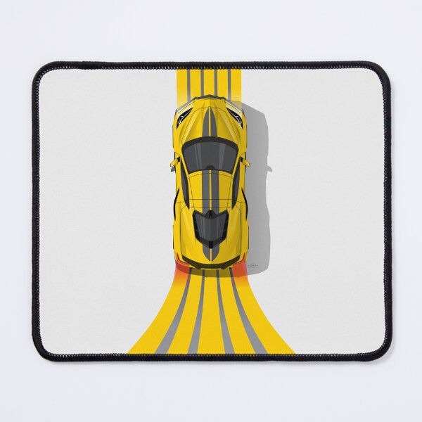 Item preview, Chevy Corvette C8 Yellow Stripes Top Down Illustration designed and sold by blackdogshop.