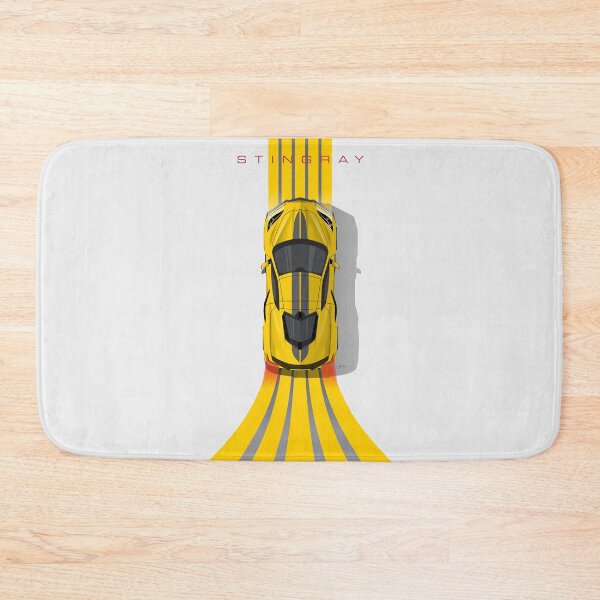Item preview, Chevy Corvette C8 Yellow Stripes Top Down Illustration designed and sold by blackdogshop.