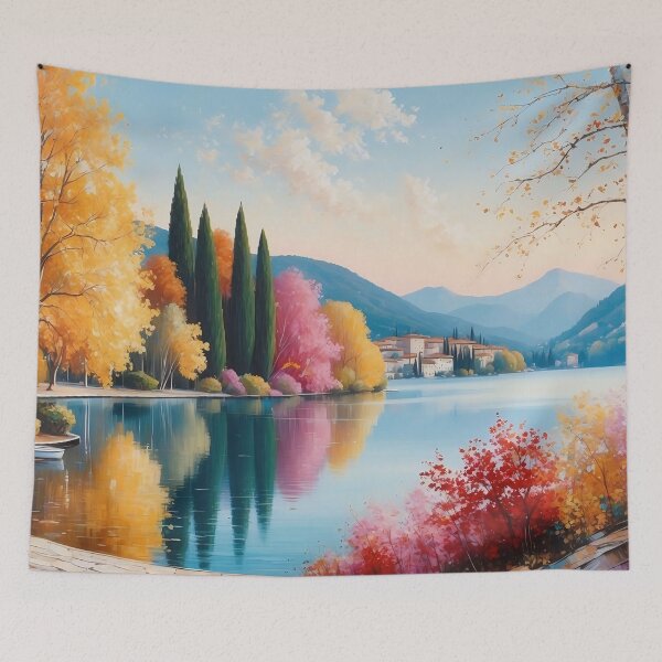 Item preview, Autumn by the Lake: A Serene Watercolour Landscape designed and sold by ArtComixHaven.