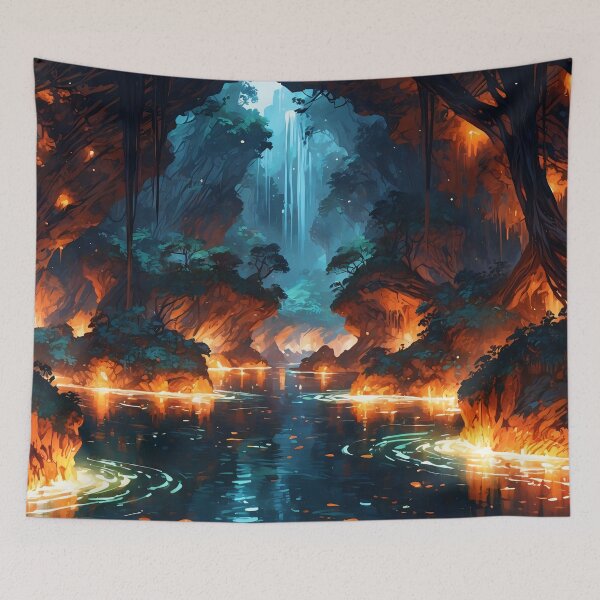 Item preview, Enchanted Flames: A Mystical River Journey designed and sold by ArtComixHaven.