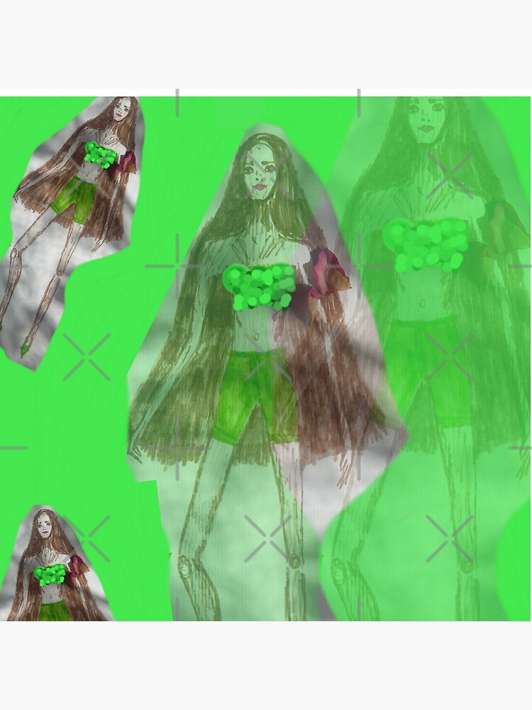 Skinny Girl With Long Hair; Green Background by IvanaKada