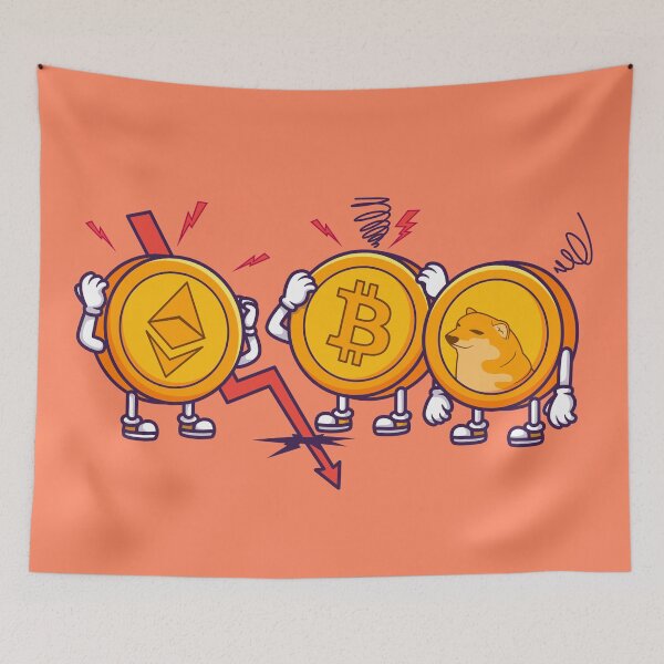 Item preview, "Cryptocurrency Coin Down Panic: Cartoon Vector Icon Illustration" designed and sold by hjian8219.