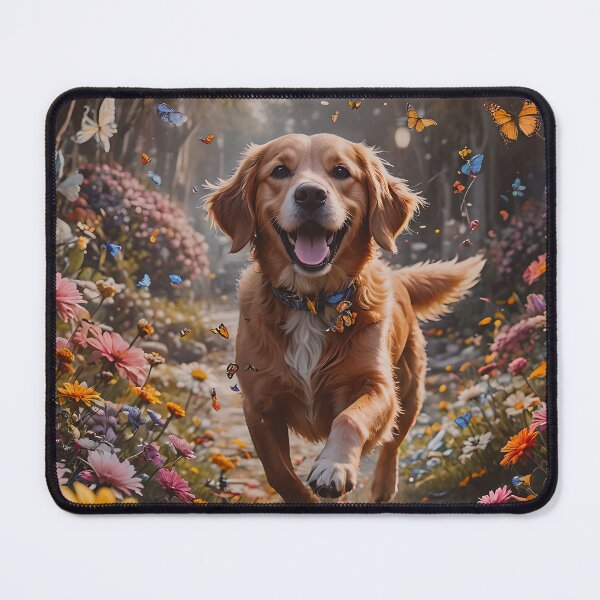 Item preview, Golden Retriever Beagle Mix with Butterflies and Flowers designed and sold by Previsionart.