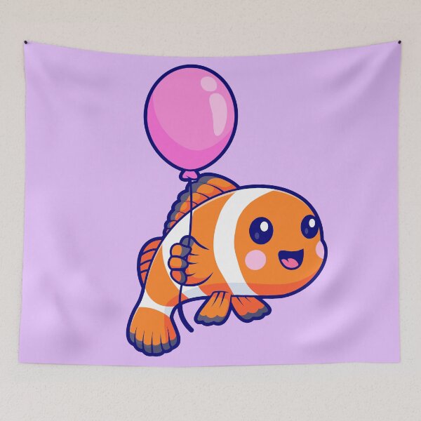 Item preview, Cute Clown Fish Swimming with Balloon: Cartoon Vector Icon Illustration designed and sold by hjian8219.