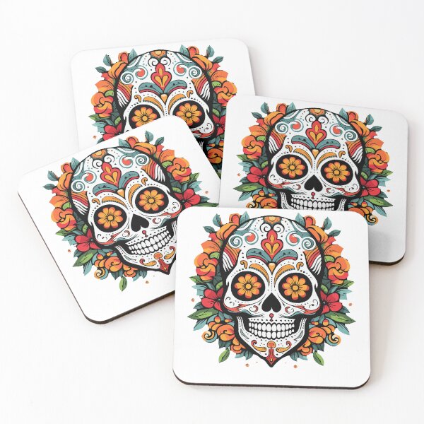 Item preview, Day of the Dead Marigolds floral sugar skull designed and sold by Doooriginals.
