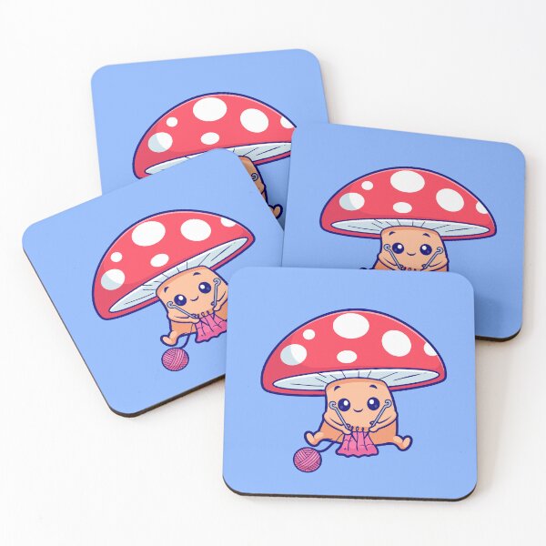 Item preview, Cute Mushroom Knitting Fabric: Cartoon Vector Icon Illustration designed and sold by hjian8219.
