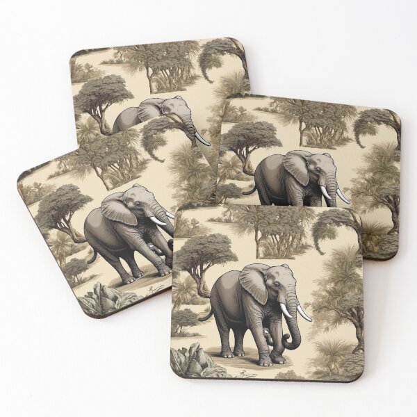 Item preview, wild antique elephants in brown tones animal print animals designed and sold by Carlos Gudino.