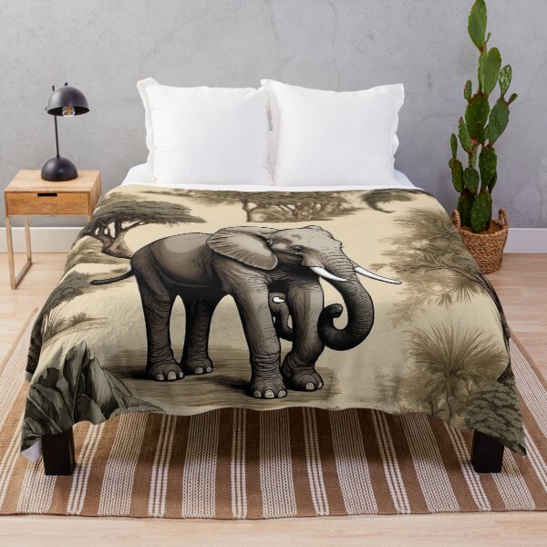 Item preview, wild antique elephants in brown tones animal print animals designed and sold by Carlos Gudino.