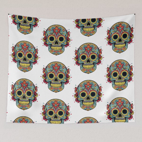 Item preview, vibrant sugar skull designed and sold by Doooriginals.