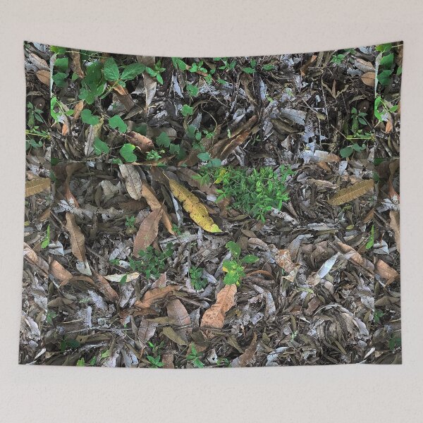 Item preview, 3D realistic texture of dry leaves, plant coverage in gold and brown tones, animal print style designed and sold by Carlos Gudino.