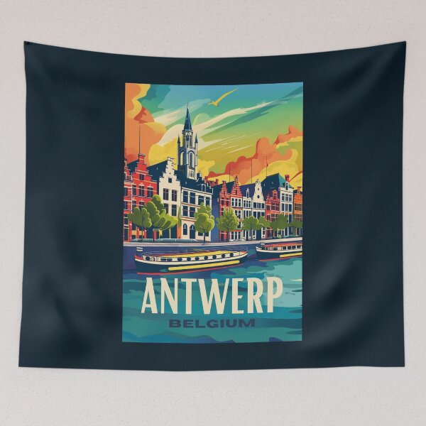 Item preview, A Vintage Travel Illustration of Antwerp - Belgium  designed and sold by GoodOldVintage.