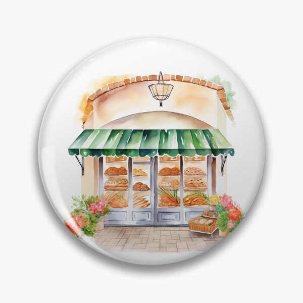 Item preview, Watercolor Bakery With Green Awning designed and sold by New-School-Wave.