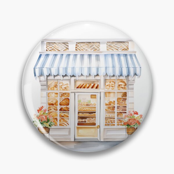 Item preview, Elegant Bakery With Blue And White Awning designed and sold by New-School-Wave.