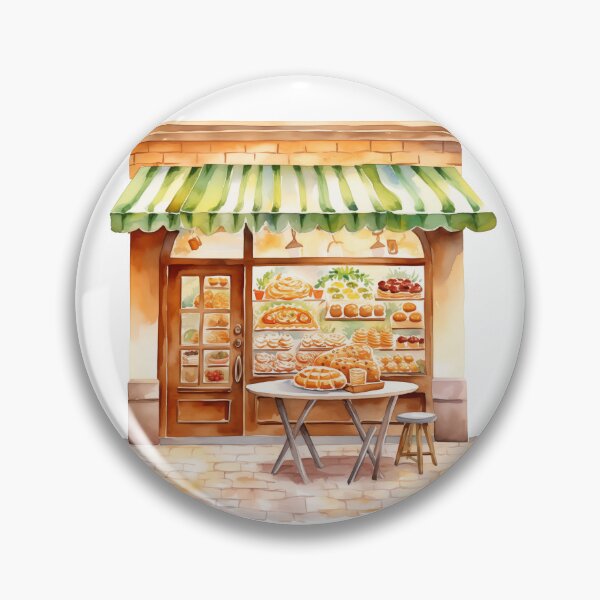 Item preview, Cozy Bakery With Green And White Awning designed and sold by New-School-Wave.
