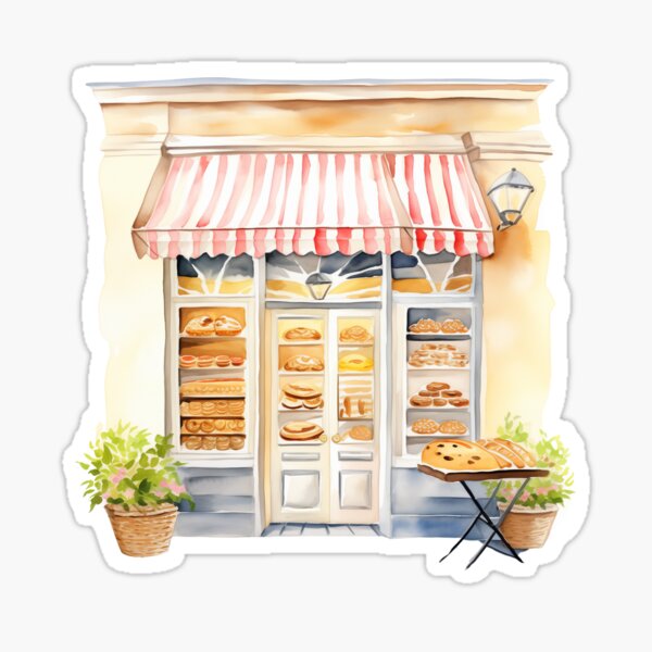 Item preview, Bakery With Striped Awning And Display designed and sold by New-School-Wave.