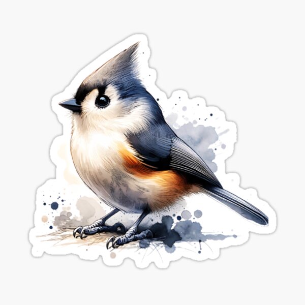 Item preview, Watercolor Tufted Titmouse Bird designed and sold by TheAnimalZ00.