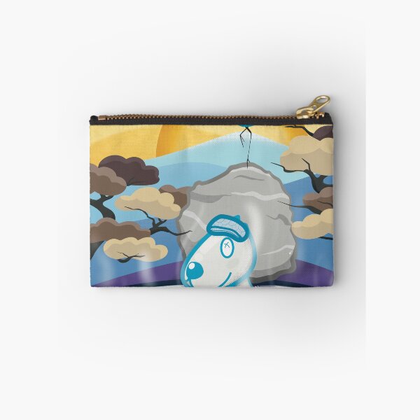 Item preview, Dog in outdoor hot spring and a Crane standing on the rock with mountain background  designed and sold by tennstudio.