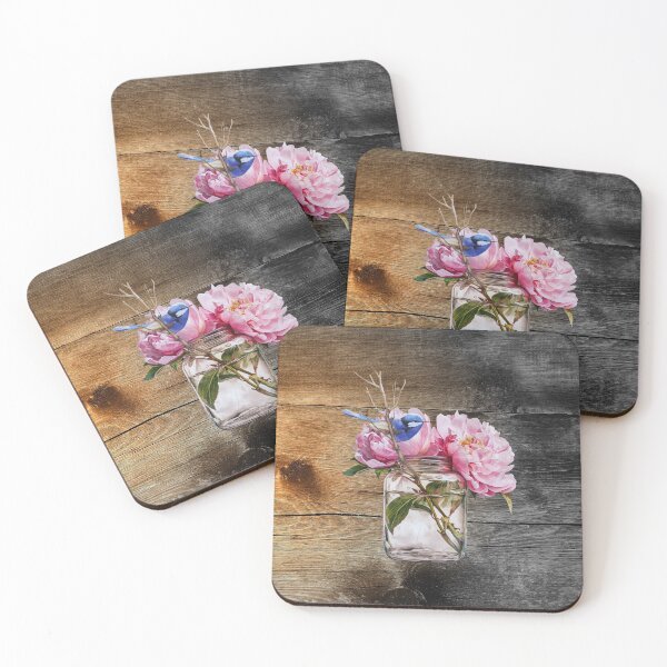 Item preview, Peonies and Little Blue Bird designed and sold by WhiteSoftPetals.