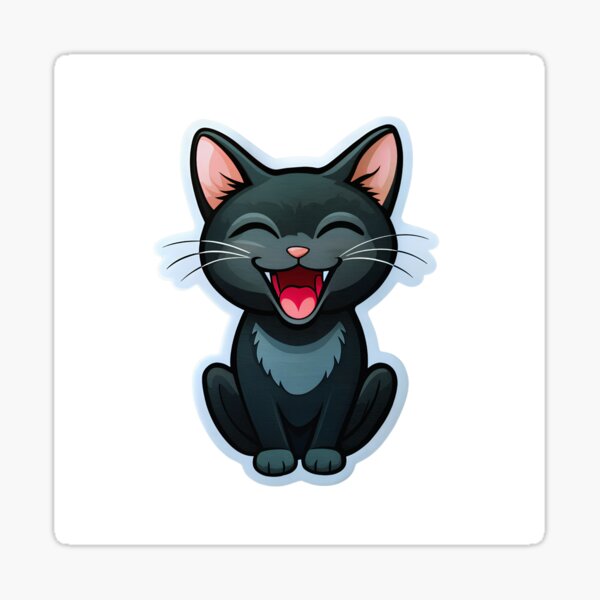 Aperçu de l'œuvre Autocollant chat noir qui rit – Ajoutez une touche de fantaisie à votre espace créée et vendue par pandk25.