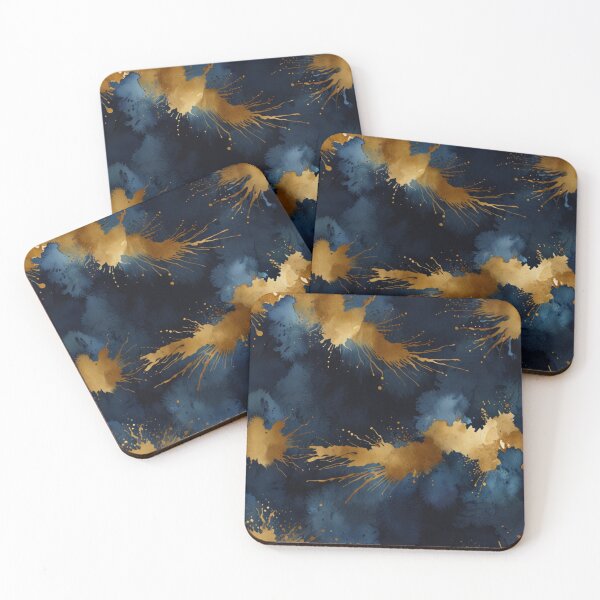 Item preview, Blue and gold watercolor art designed and sold by shokA Design.