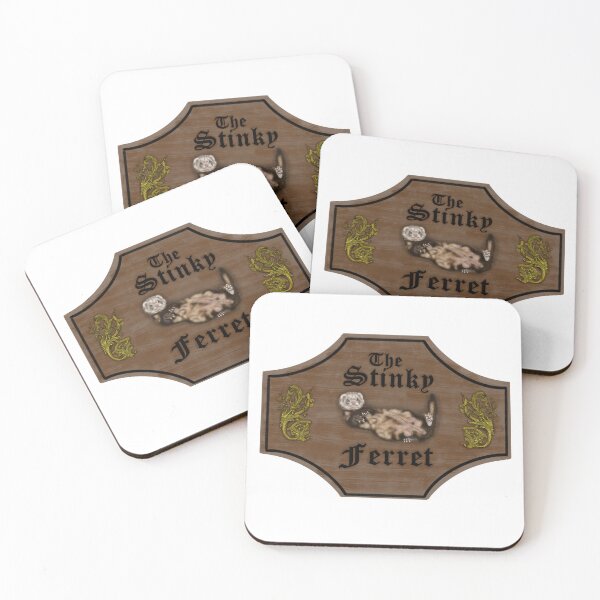 Item preview, The Stinky Ferret - Old English Sign with Gold Scrolls and Sable Ferret designed and sold by MountMercantile.